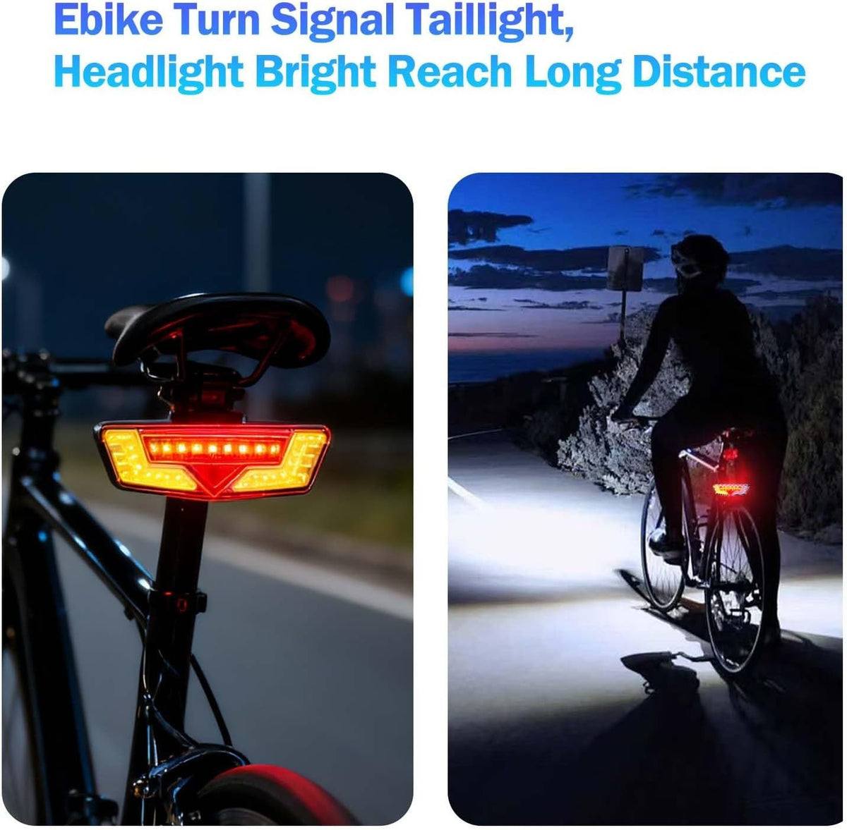 Electric Bicycle Light Kit with Headlight and Taillight Turn Signals - 24V-48V