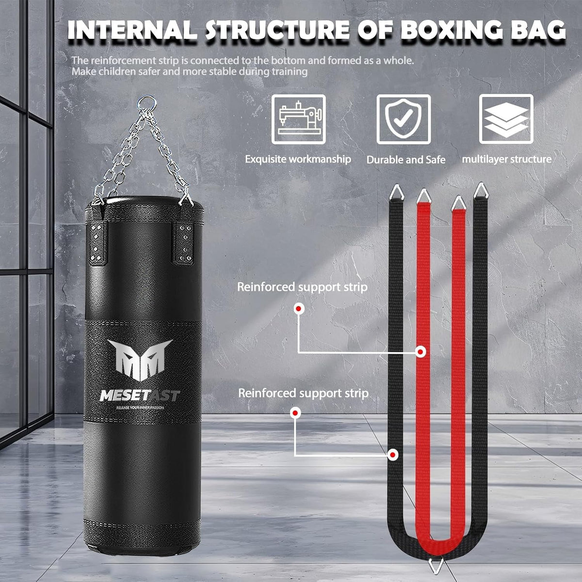 Kids Punching Bag Set with 8 OZ Boxing Gloves - 2.7ft Heavy Bag for Youth Boxing MMA Karate