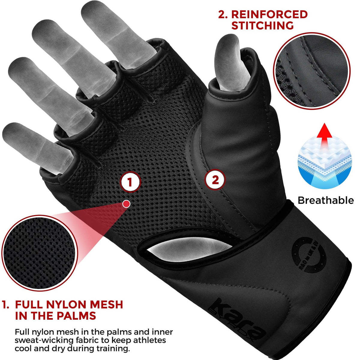 Large MMA Gloves for Sparring & Grappling - Pre-Curved Boxing & Kickboxing