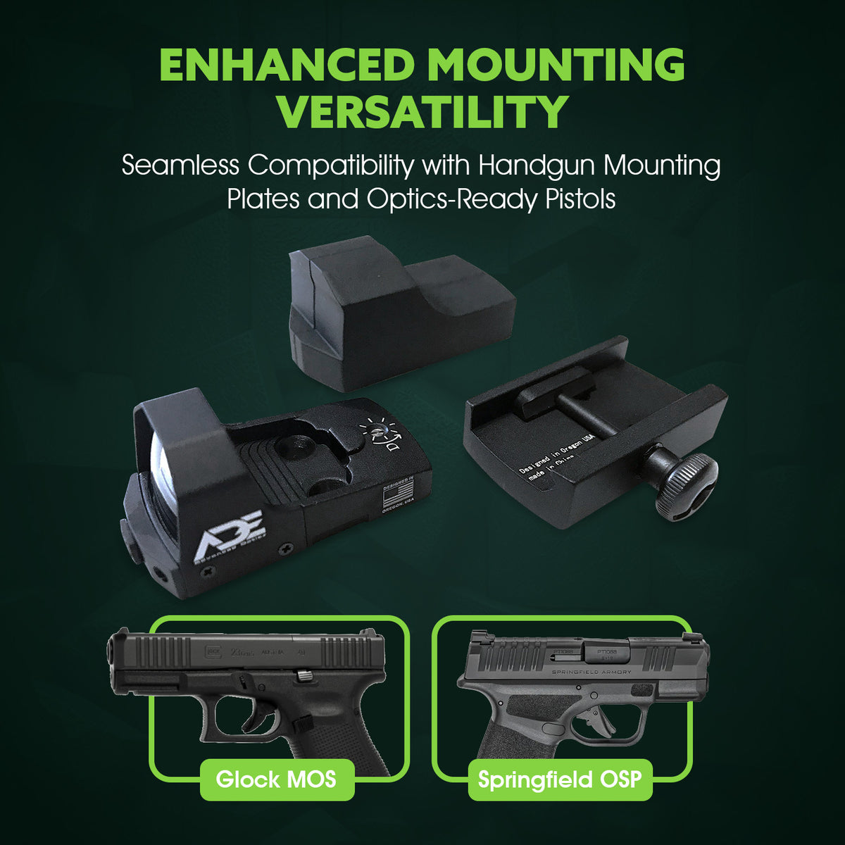 Green Dot Sight with Mounting Plate for Beretta Pistols - ADE RD3-006B