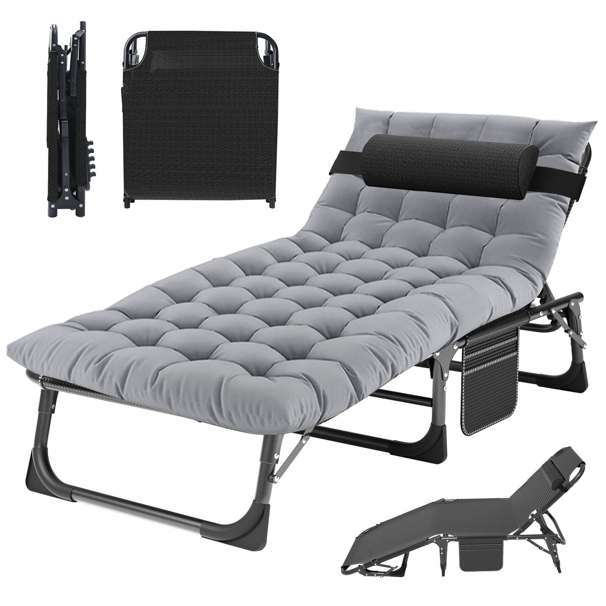 Heavy-Duty Camping Cot for Adults with Foldable Mattress and Adjustable Backrest