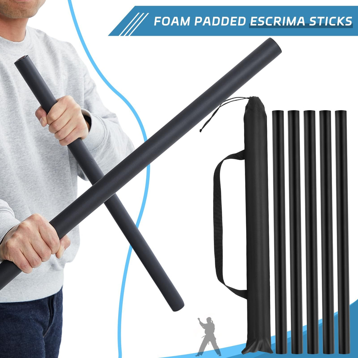 8 Pack Foam Padded Escrima Sticks for Safe Martial Arts Training