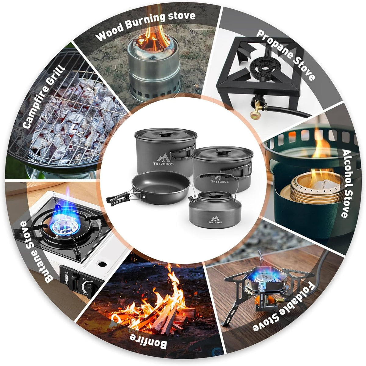 27-Piece Camping Cookware Set with Kettle & Utensils for 2-4 People
