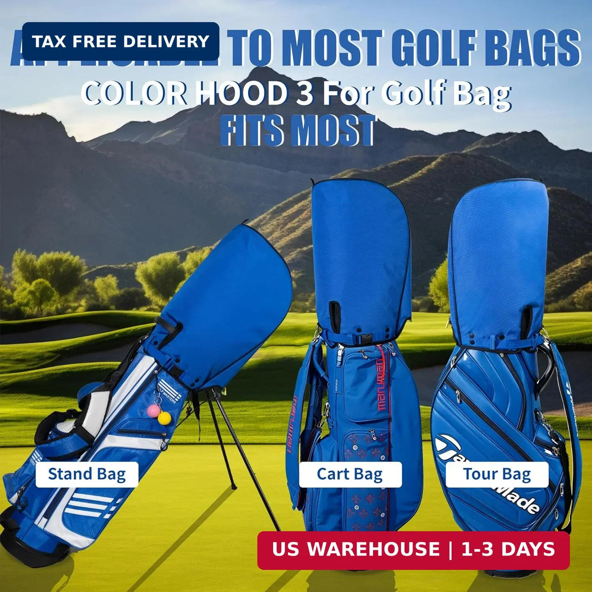 Golf Bag Rain Cover Waterproof Weather-Resistant 1260D Oxford Polyester