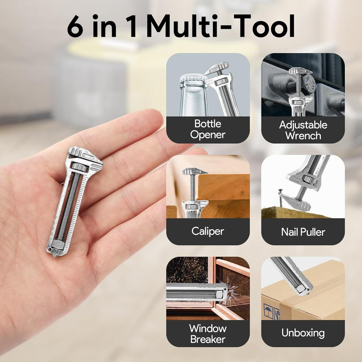 3-Pack Compact Titanium Multi-Tool Wrench Set with Bottle Opener & Caliper