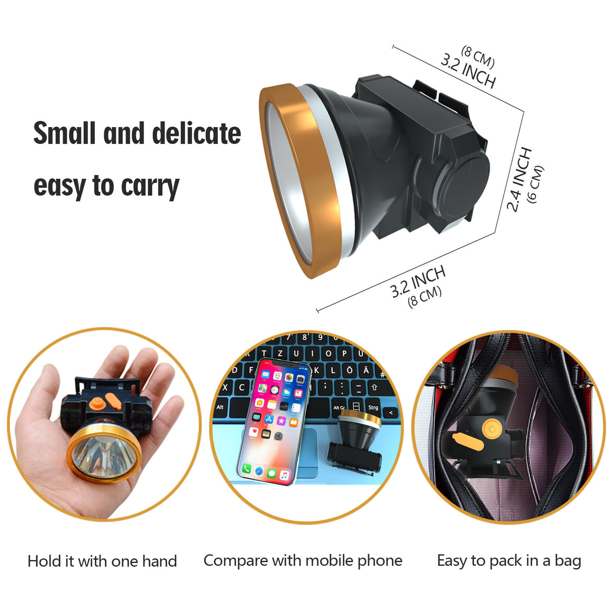 Rechargeable LED Headlamp for Outdoor Camping Hiking Fishing Waterproof Head Torch