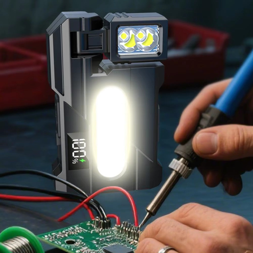 Rechargeable LED EDC Flashlight with Red/Blue Warning Light 1200 Lumens