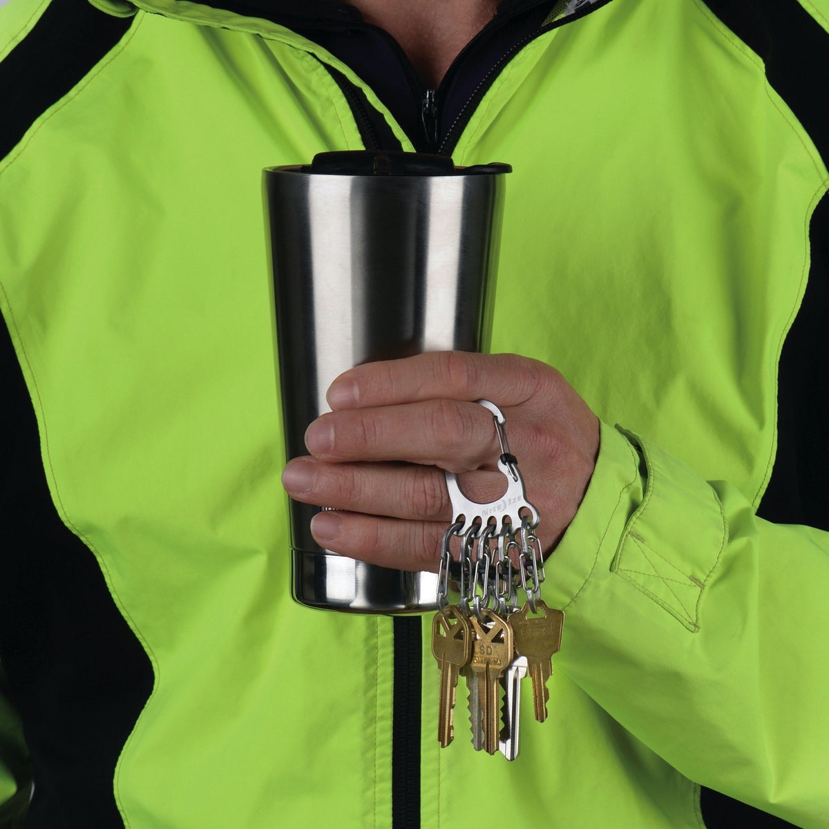 Stainless Steel Key Rack with Locking Carabiner and MicroLocks - Organization Tool