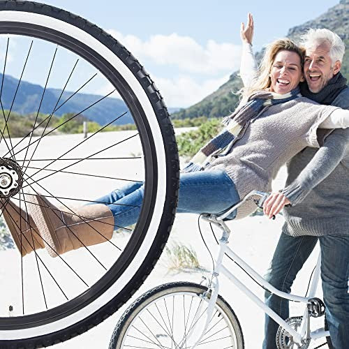 2 Pack 26x2.125 Inch Bicycle Tires for Beach Cruiser & Commuter Bikes - White Wall