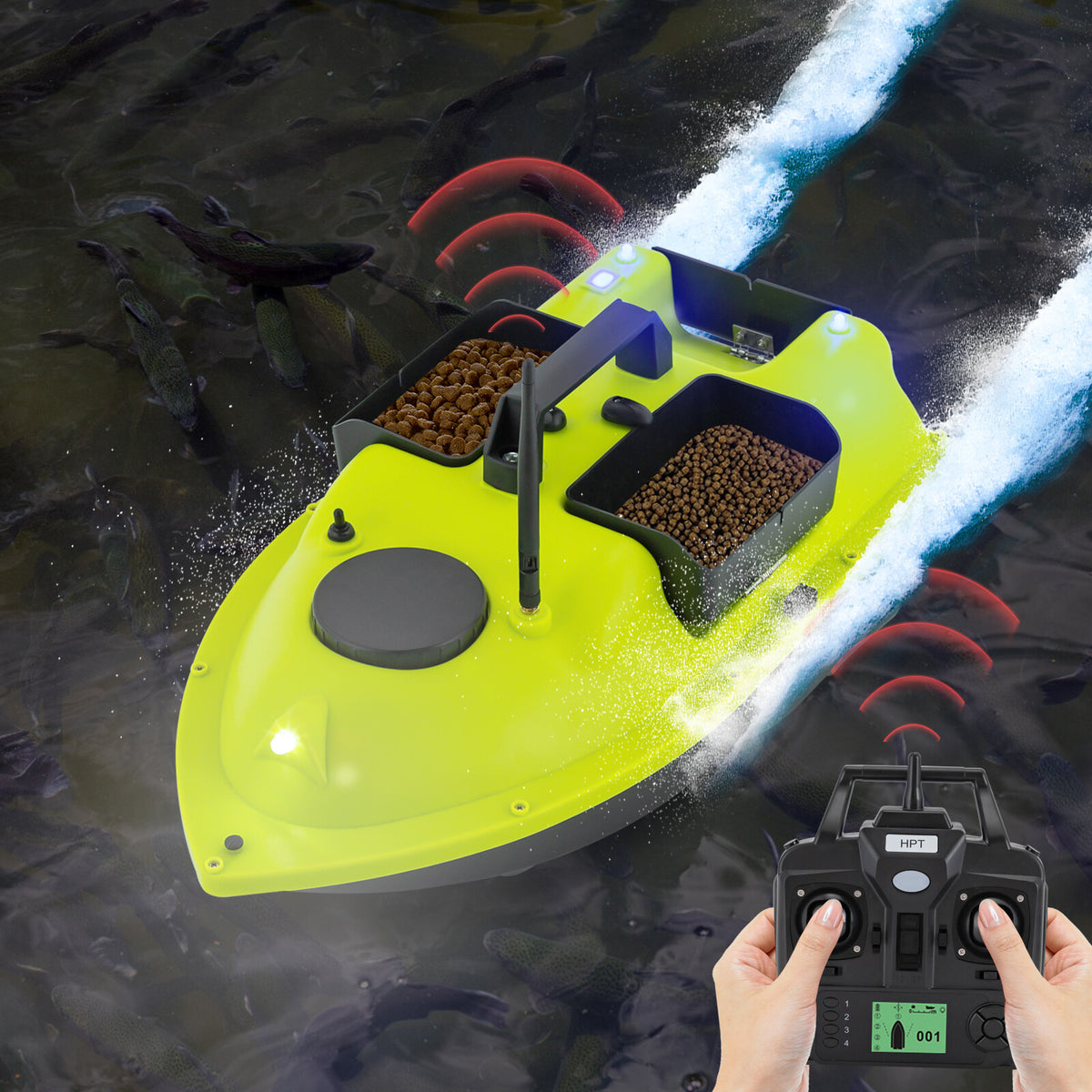 RC Fishing Bait Boat with Remote Control - Battery Powered Aquatic Lure Collector