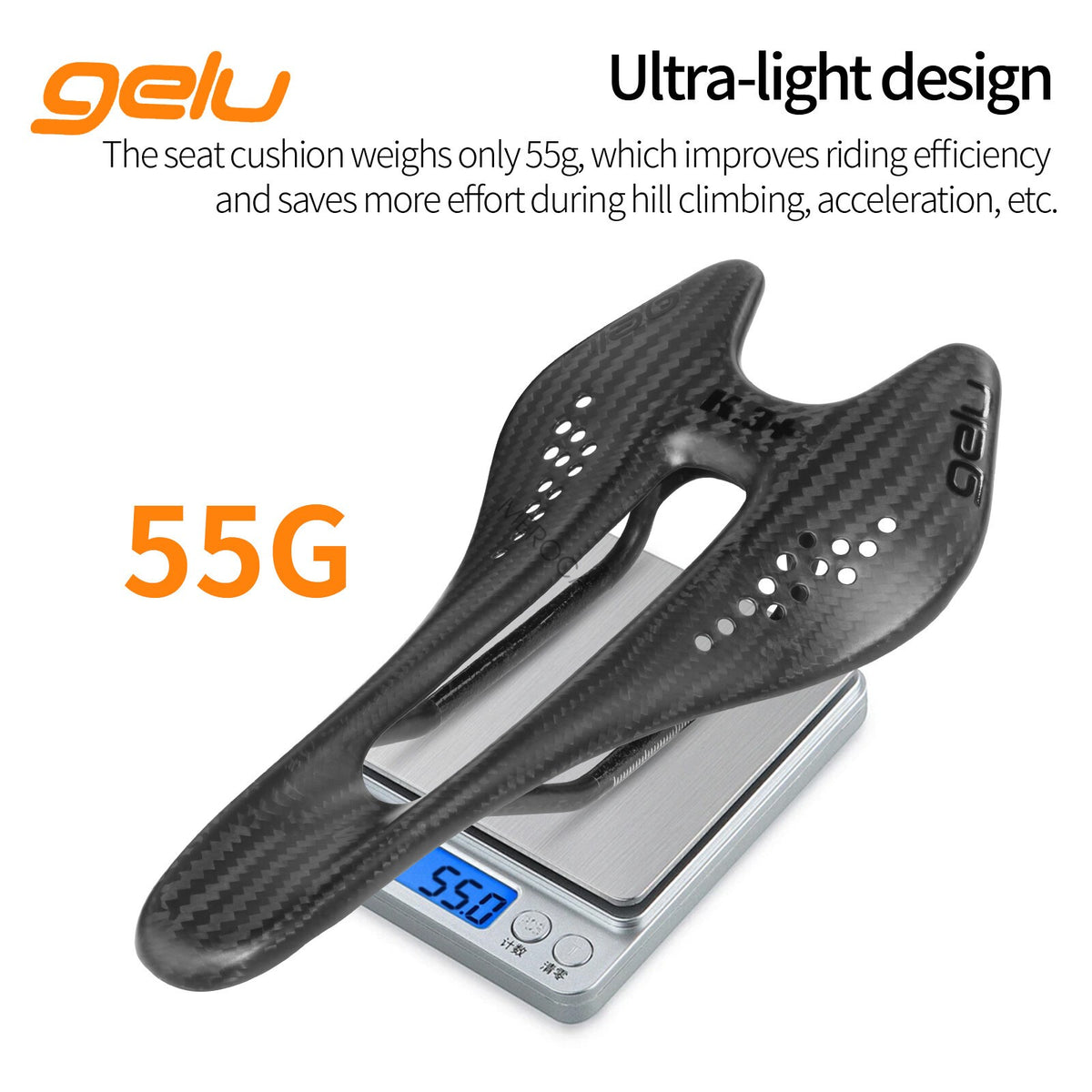 Ultralight Carbon Road Bike Saddle Racing Seat Breathable 55g