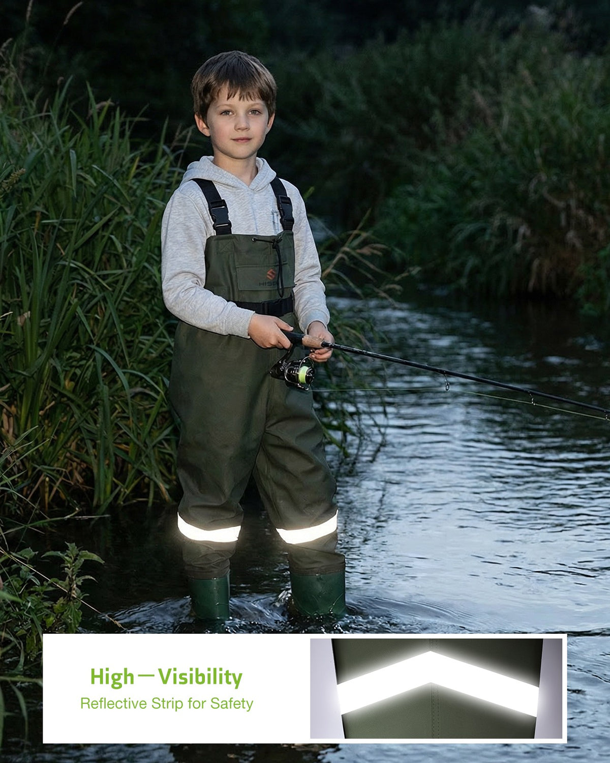 Kids Waterproof Chest Waders for Hunting & Fishing - Nylon 2-Ply PVC