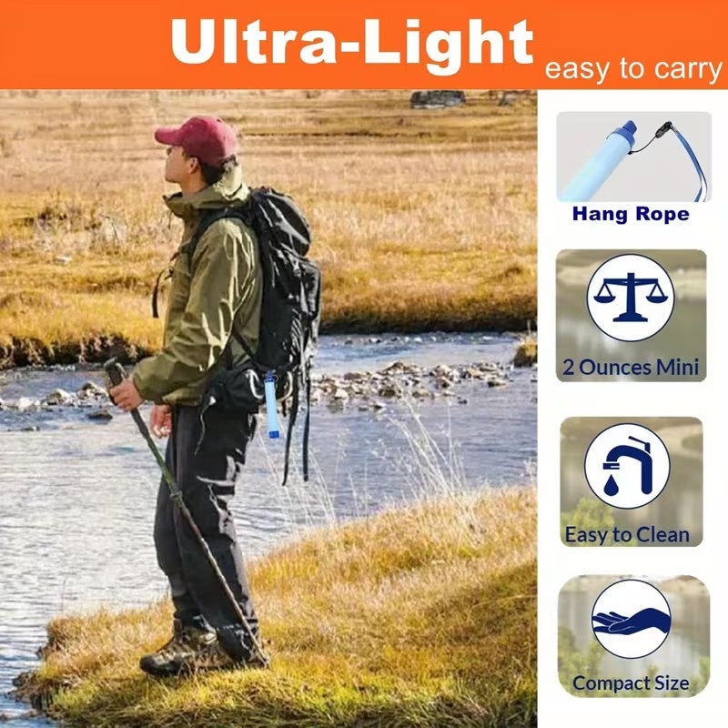 2-Pack Portable Water Filter Straw for Emergency Camping & Survival