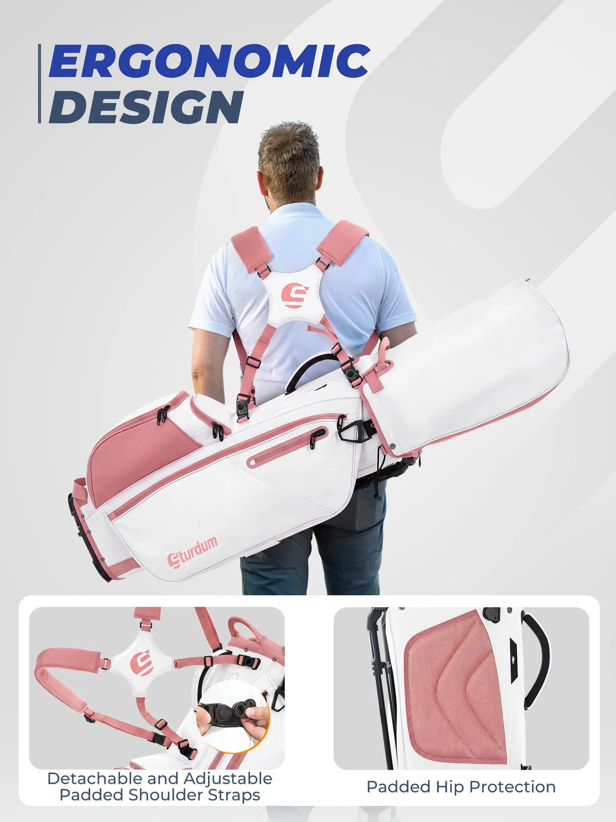 Golf Stand Bag with 7-Way Dividers, Cooler Pocket & Dual Strap - Lightweight 5.5lb