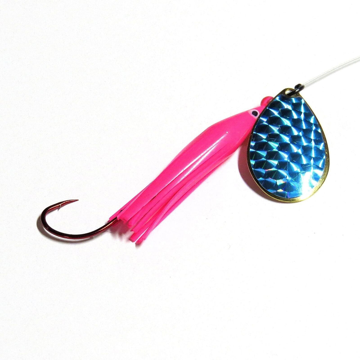 Fishing Blade Lure with Red Hook & 6ft Leader - Pink Blue King Killer