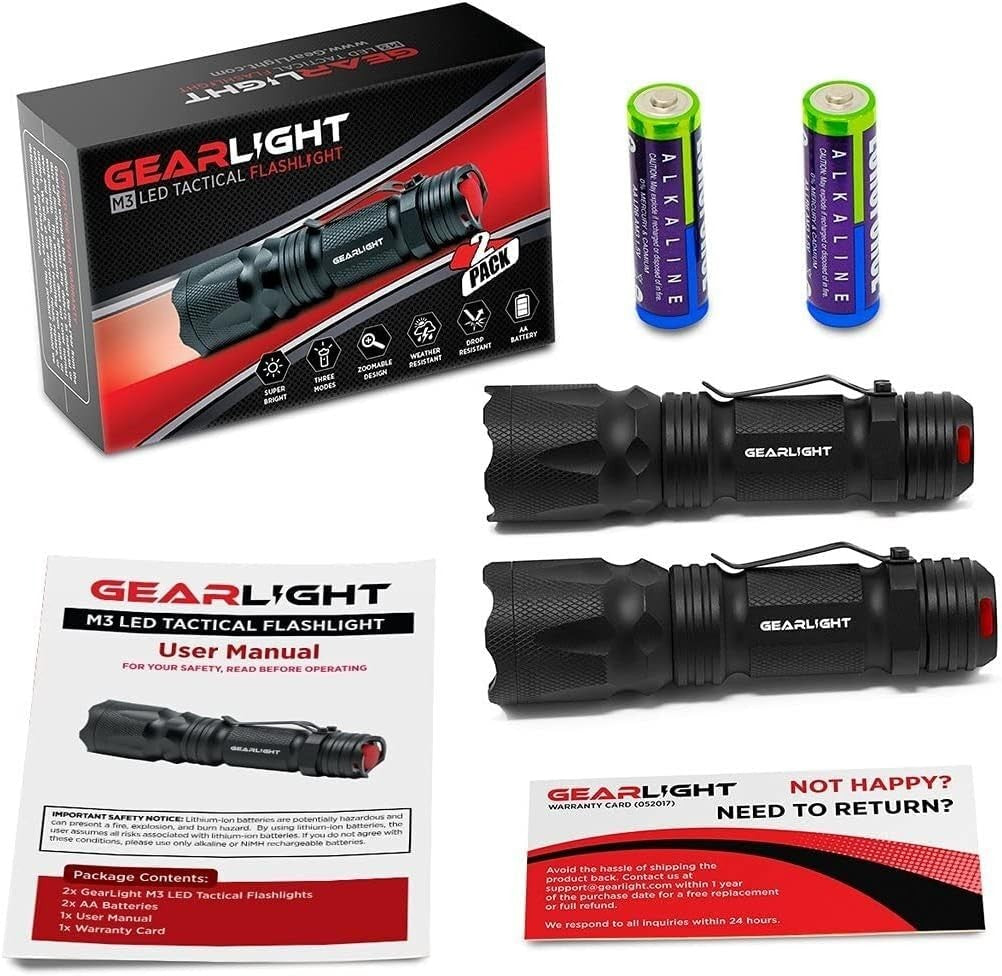 Mini LED Flashlight 2-Pack, Compact Tactical Torch, Water-Resistant, Portable