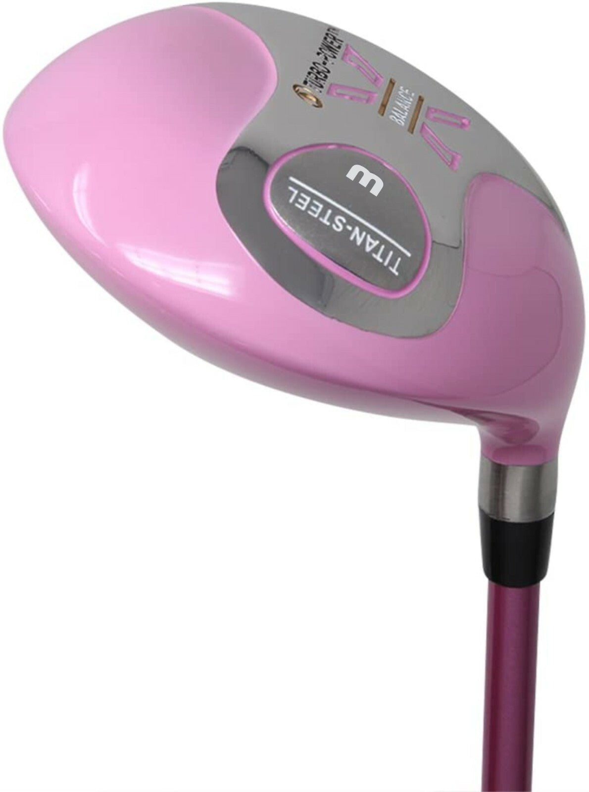 Senior Ladies 3 Wood Golf Club - Right Handed, Pink Grip, Turbo Power X-Balance