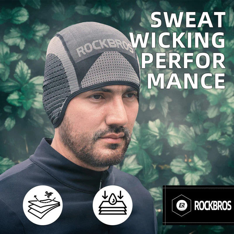 Winter Cycling Skull Cap with Earflaps - Thermal Helmet Liner for Men and Women