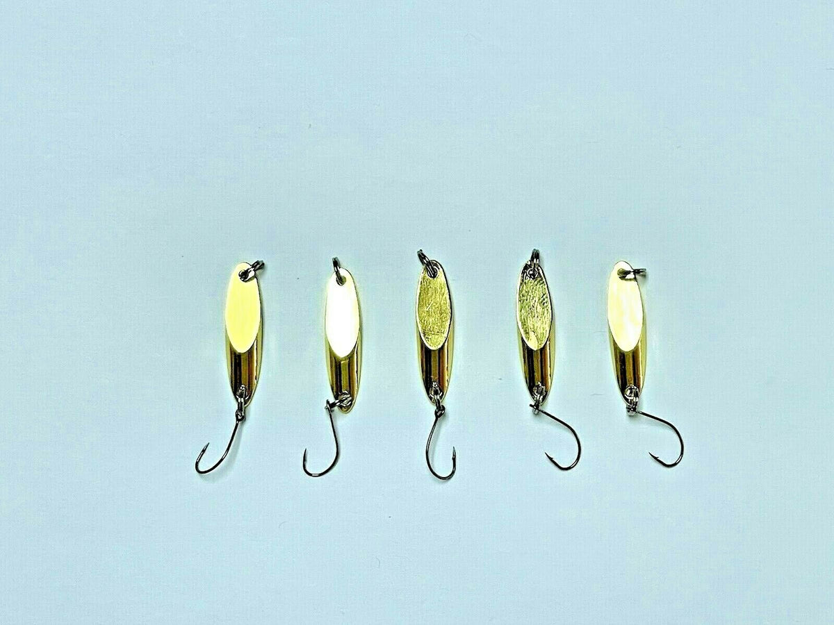 10 Gold Fishing Spoons - Kastmaster Style Bass & Trout Lures 1/8 oz