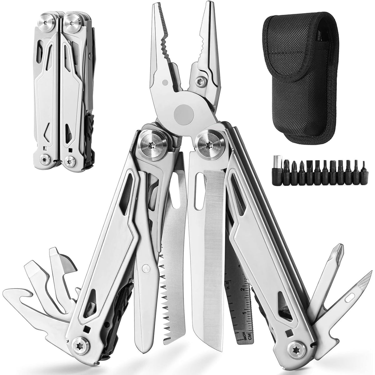 16-in-1 Multi Tool Pliers Folding Knife Saw Screwdriver Scissors Bottle Opener