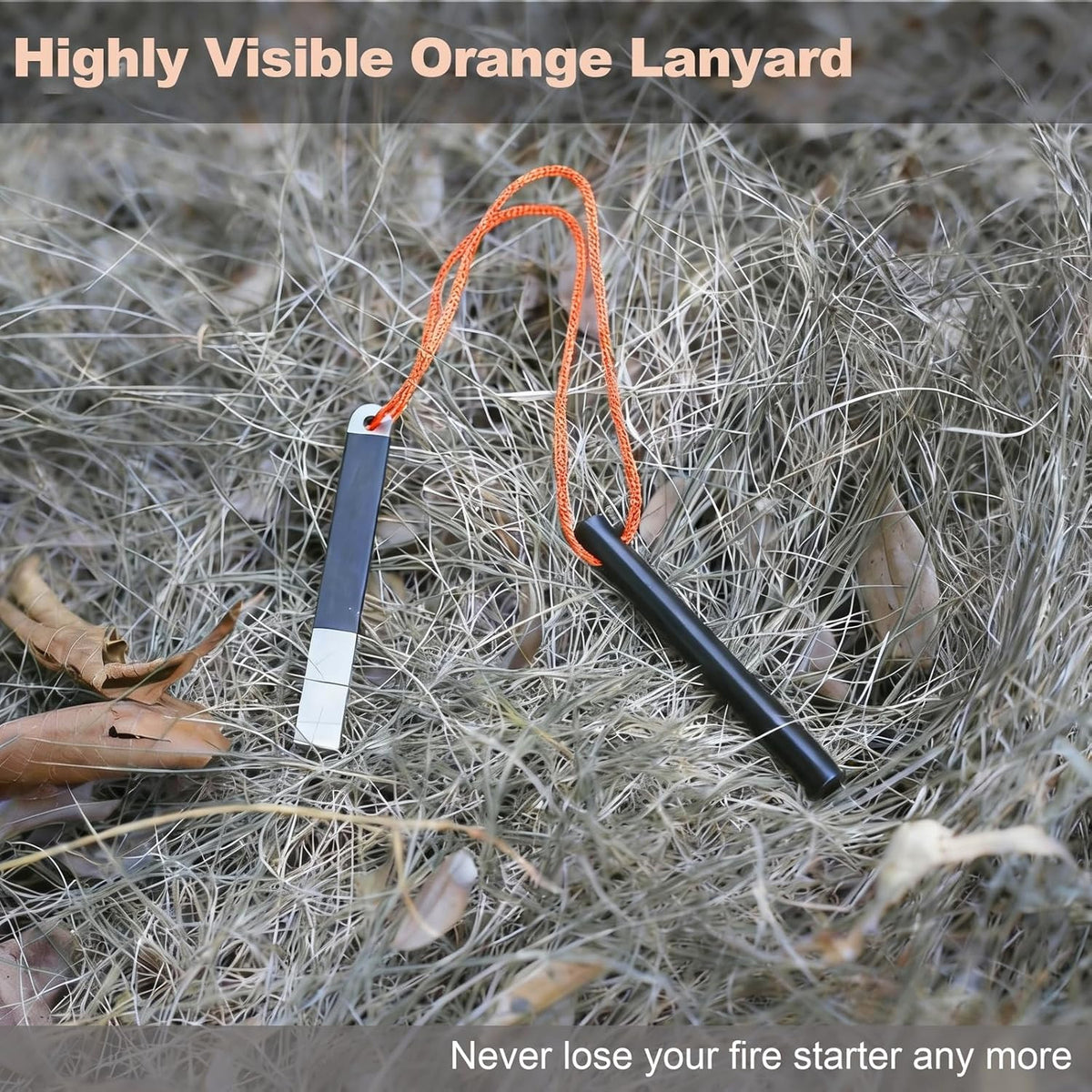 Camping Fire Starter Rod with Steel Striker - Waterproof Survival Tool