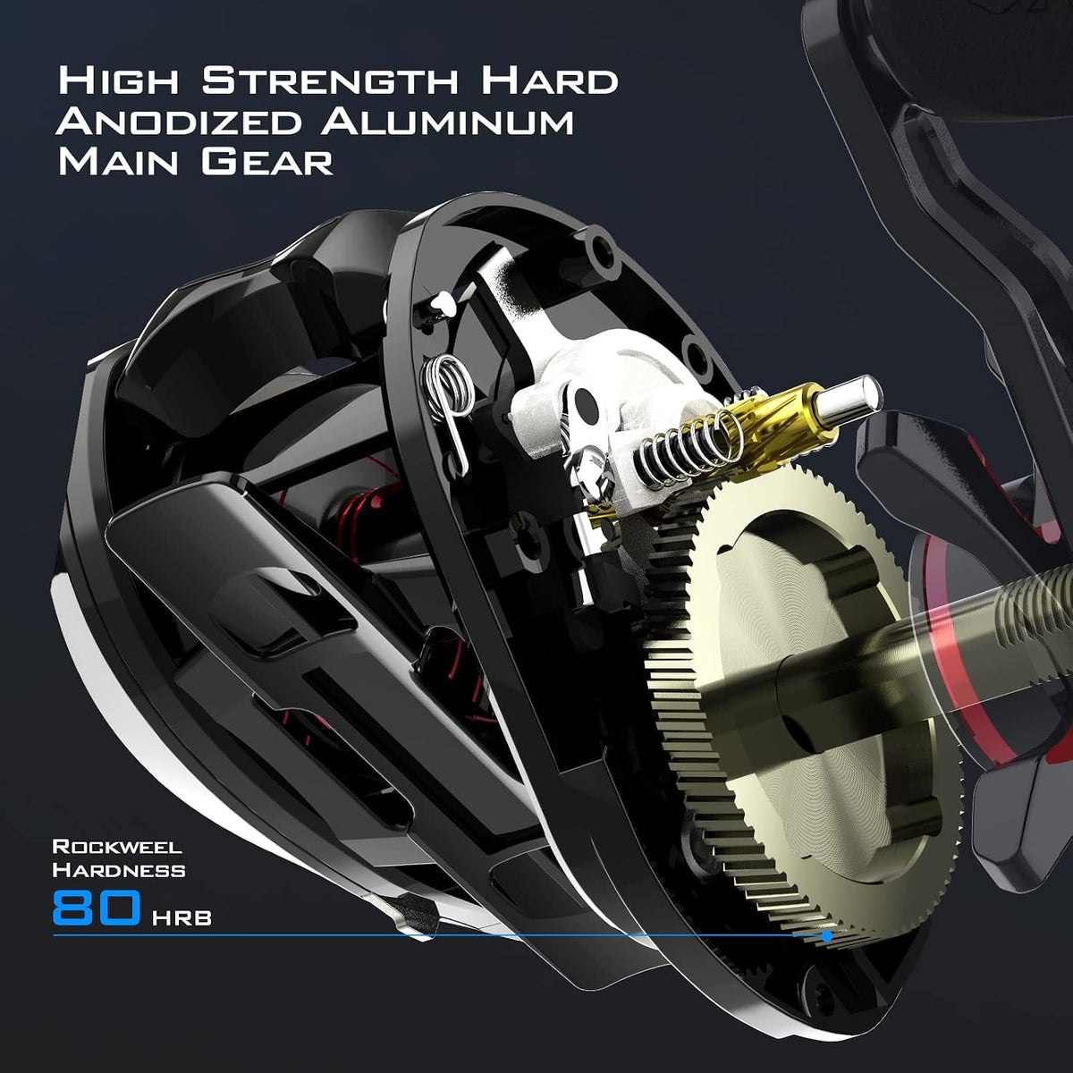 Baitcasting Fishing Reel Lightweight High Speed Max Drag 17.6 lb - Right Hand