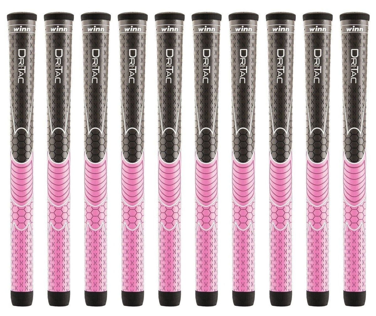 Golf Club Grips for Women - Winn DriTac Ladies Tapered Set of 6 Grey & Pink