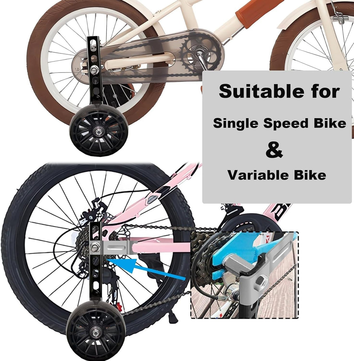 Bike Training Wheels for Kids - Stable Support for 12-20 Inch Bicycles