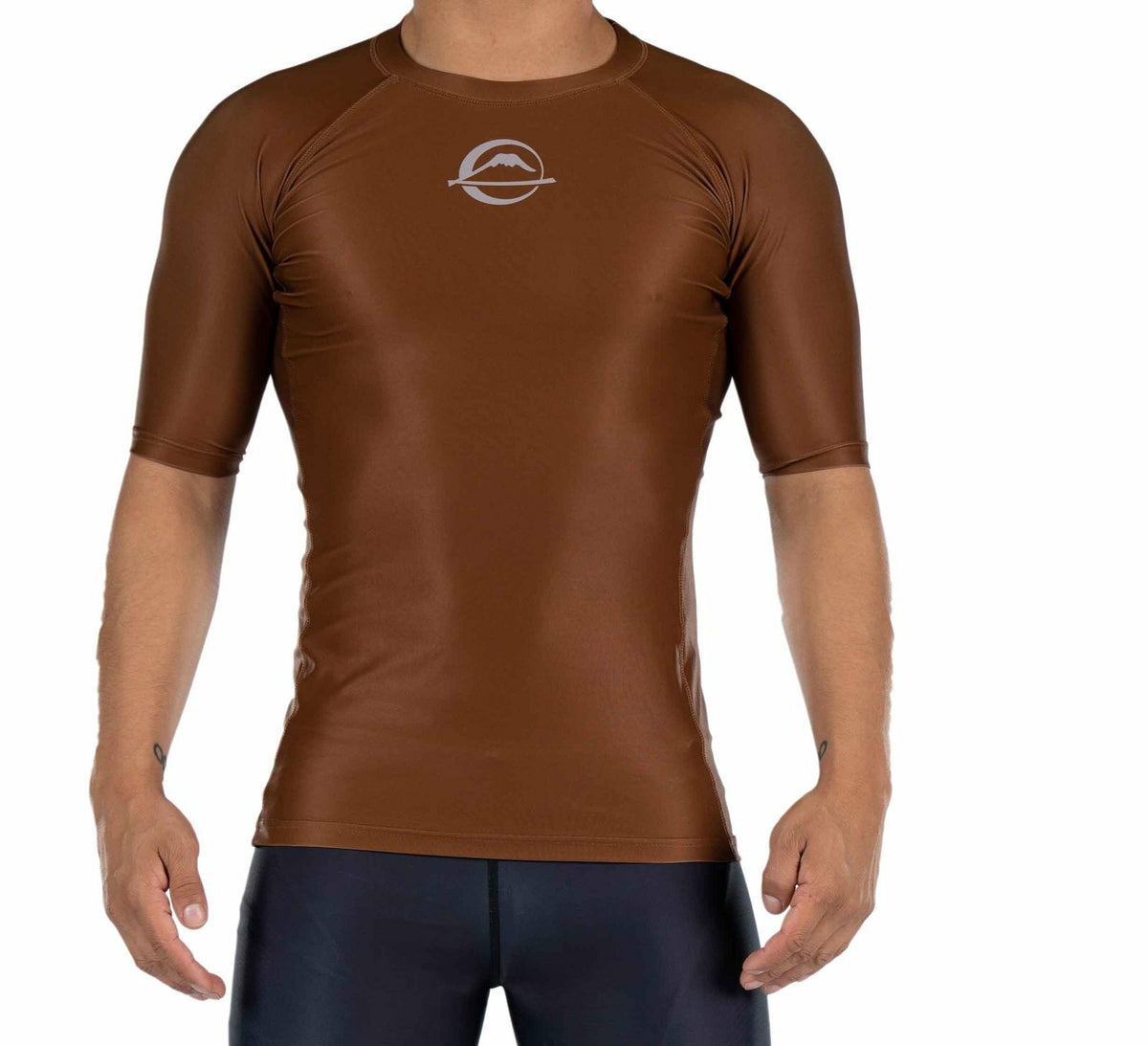 IBJJF Ranked Rashguard for BJJ Jiu Jitsu Short Sleeve Combat Sports - Brown