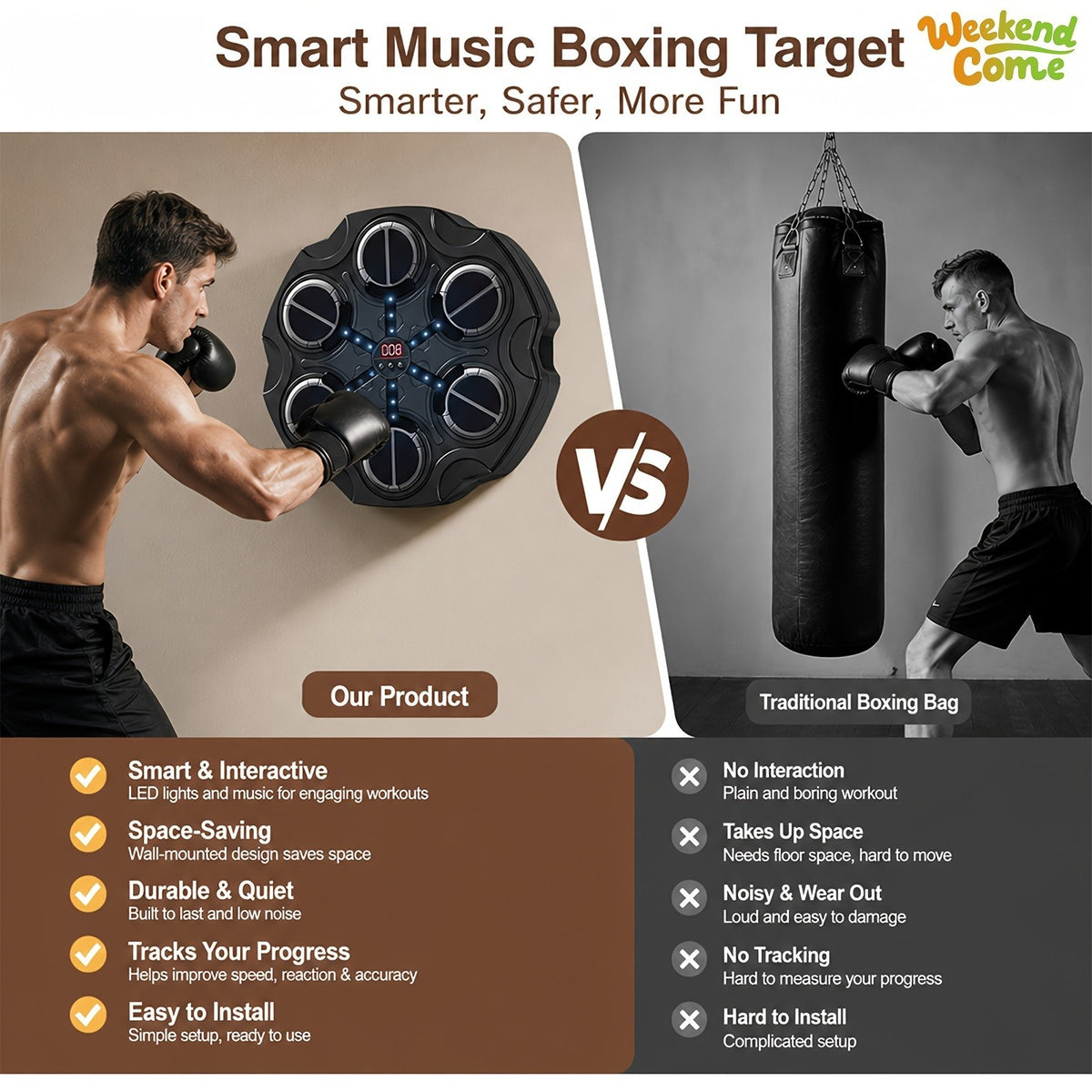 Music Punching Bag with Built-in Speakers for Boxing & MMA Training