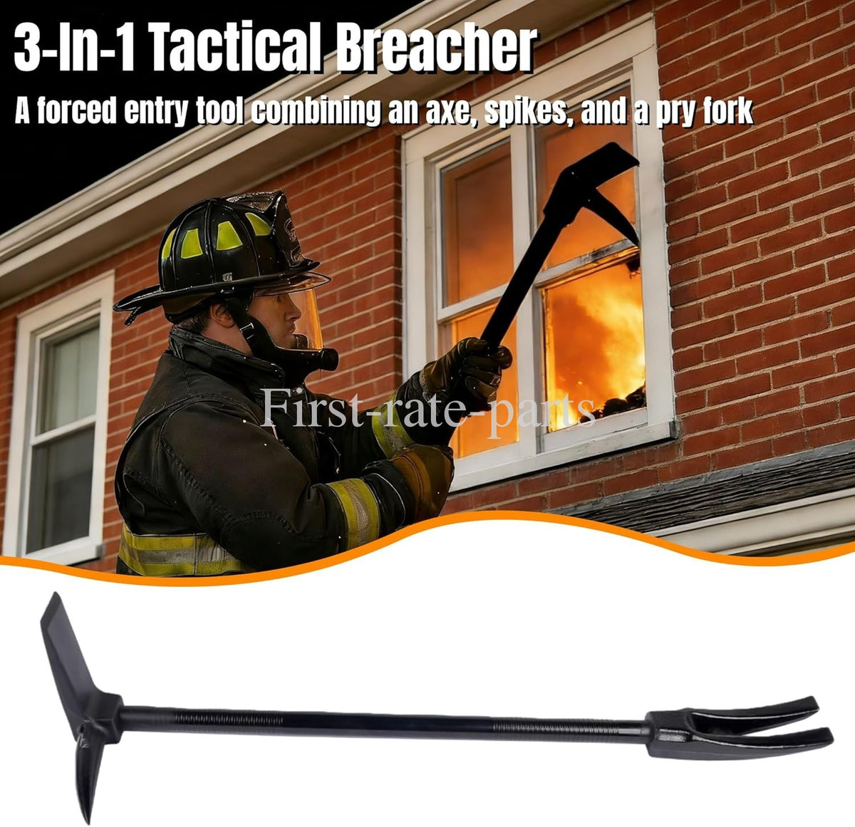 30-Inch Black Breacher Pry Bar - Drop-Forged Steel Fire & Rescue Tool
