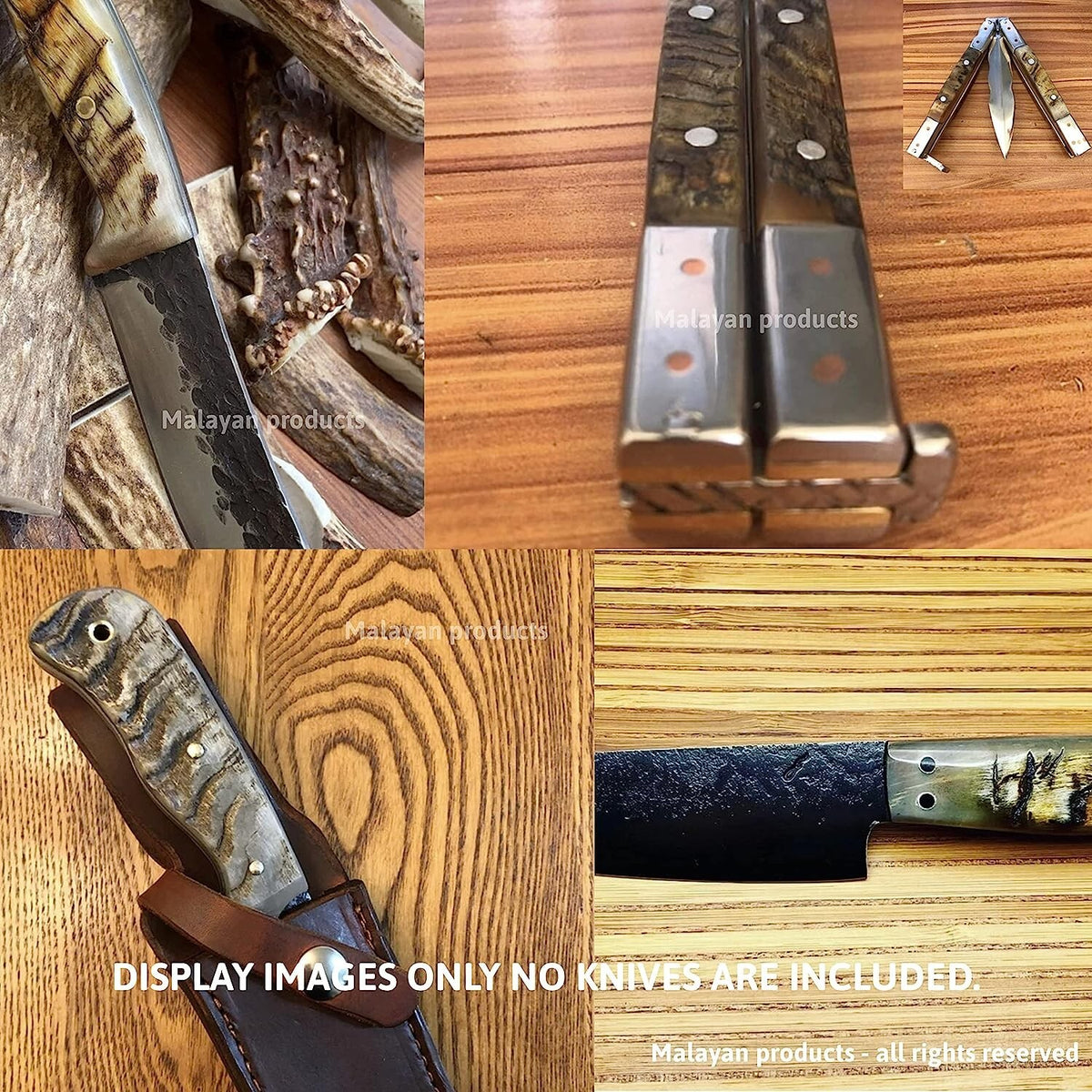 Natural Ram Horn Knife Handle Scales for Crafting - 2 Pieces