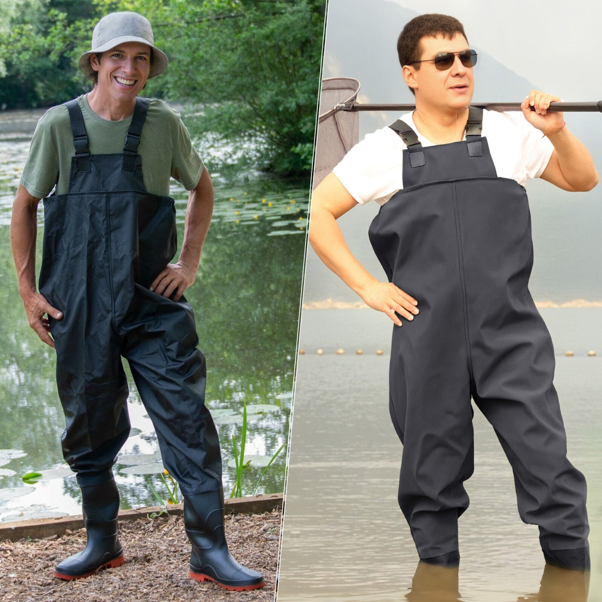 Waterproof Fishing Waders with Boots Men & Women 2-Ply Nylon PVC Chest Gear