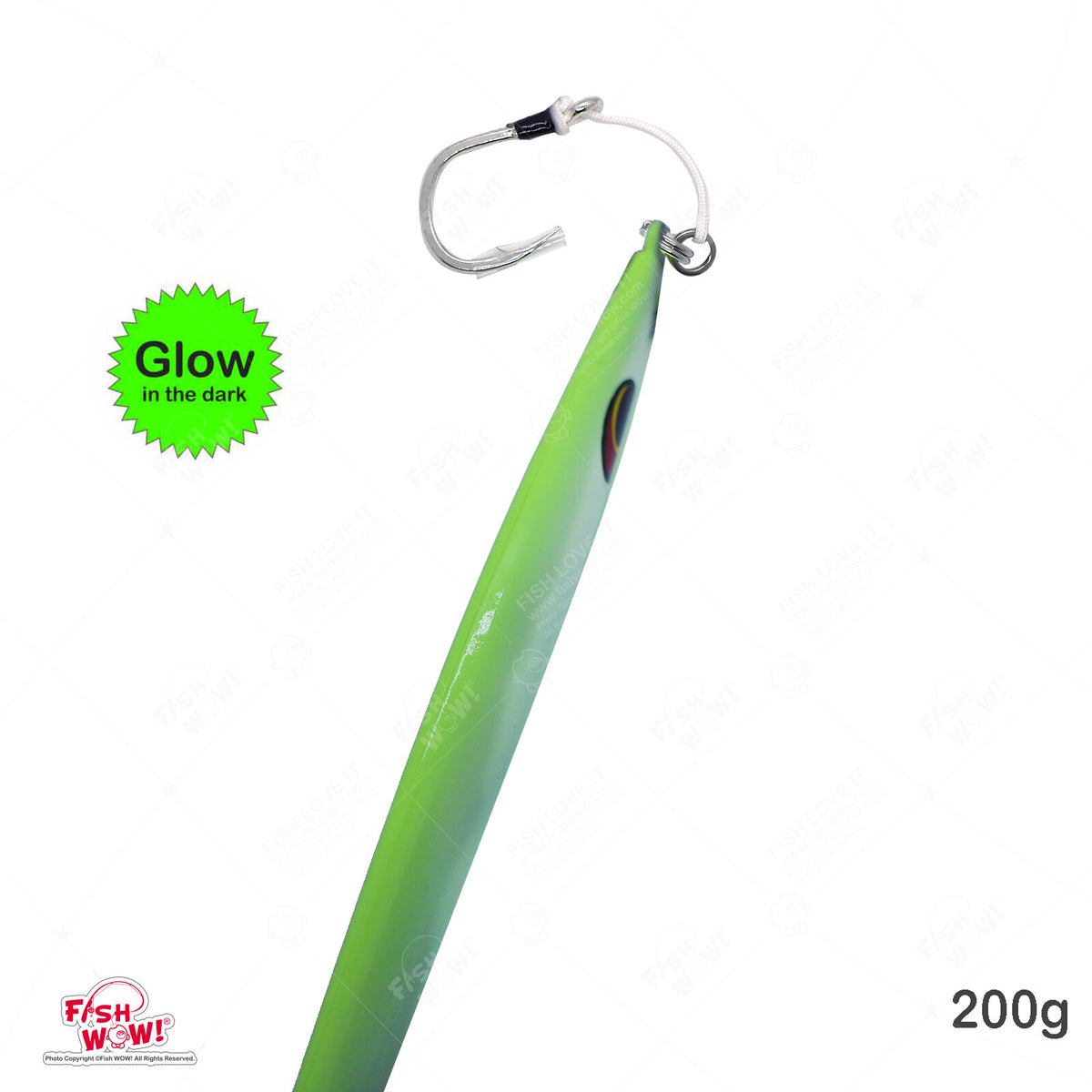 200g Glow Fast Sinking Jig with BKK Hook for Deep Water Fishing - 3 Pack