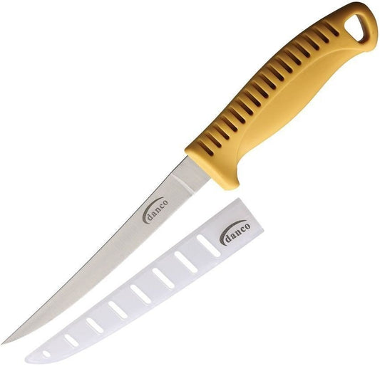 Fillet Knife 6-Inch Stainless Steel Blade Yellow Plastic Handle 11 Inch