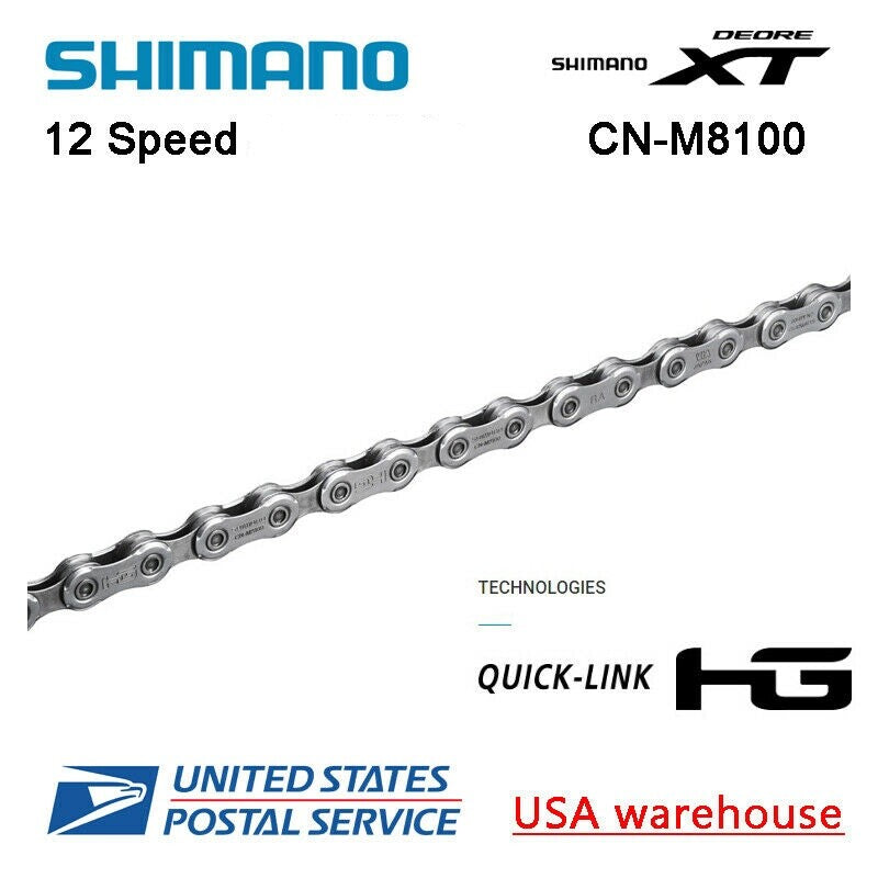 12-Speed Bicycle Chain with Quick Link for MTB & eBike - Shimano CN-M8100