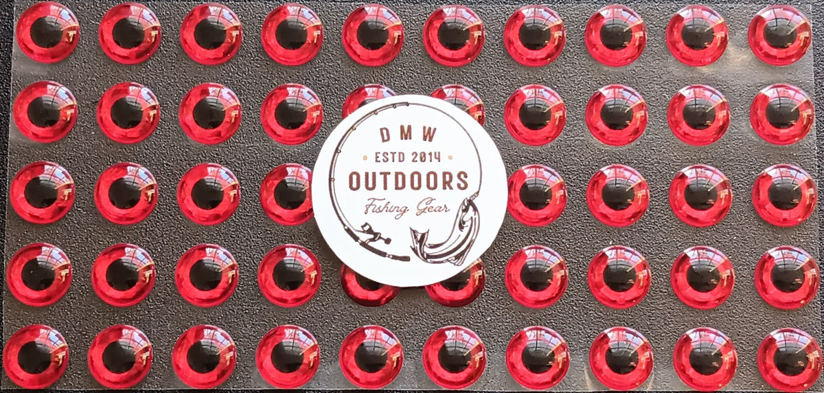Holographic Red Fish Eyes 8mm for Fly Tying, Lures & Crafts - 100 Pack