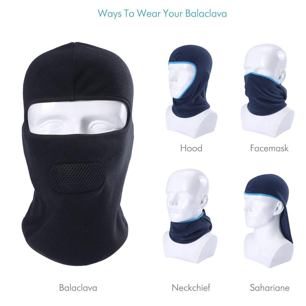 Unisex Thermal Ski Mask Fleece Full Face Cover for Winter Outdoor Sports
