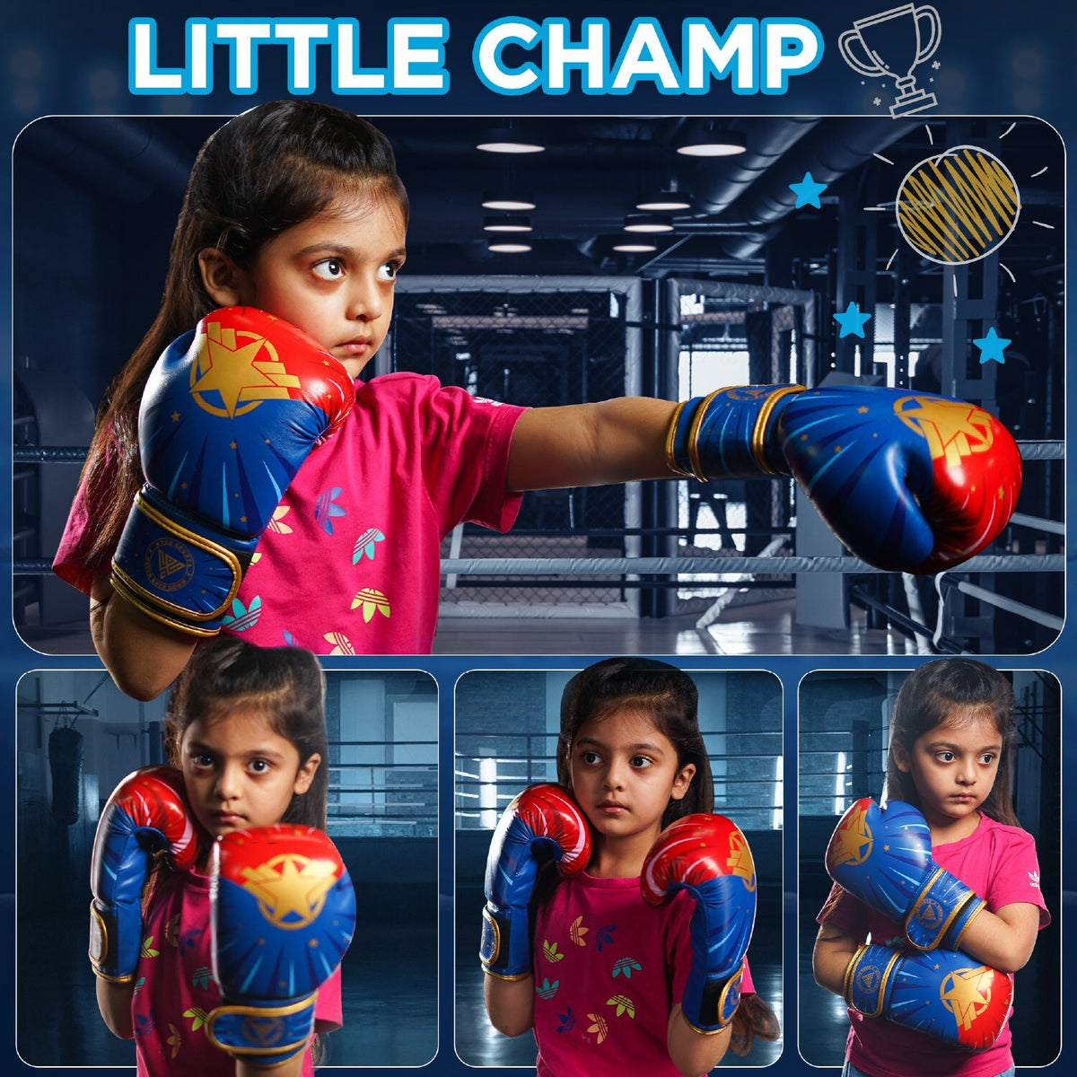 Kids Boxing Gloves & Adult Hand Wraps Set for MMA Kickboxing Training