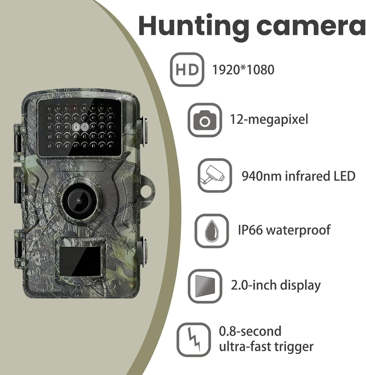 Wildlife Trail Camera 1080P Night Vision Waterproof Motion Sensor