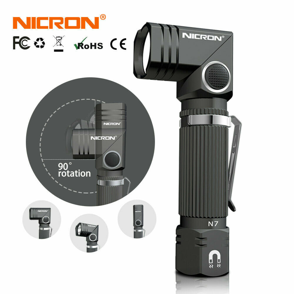 NICRON N7 Magnetic Waterproof LED Flashlight 600 Lumens for Camping Outdoor