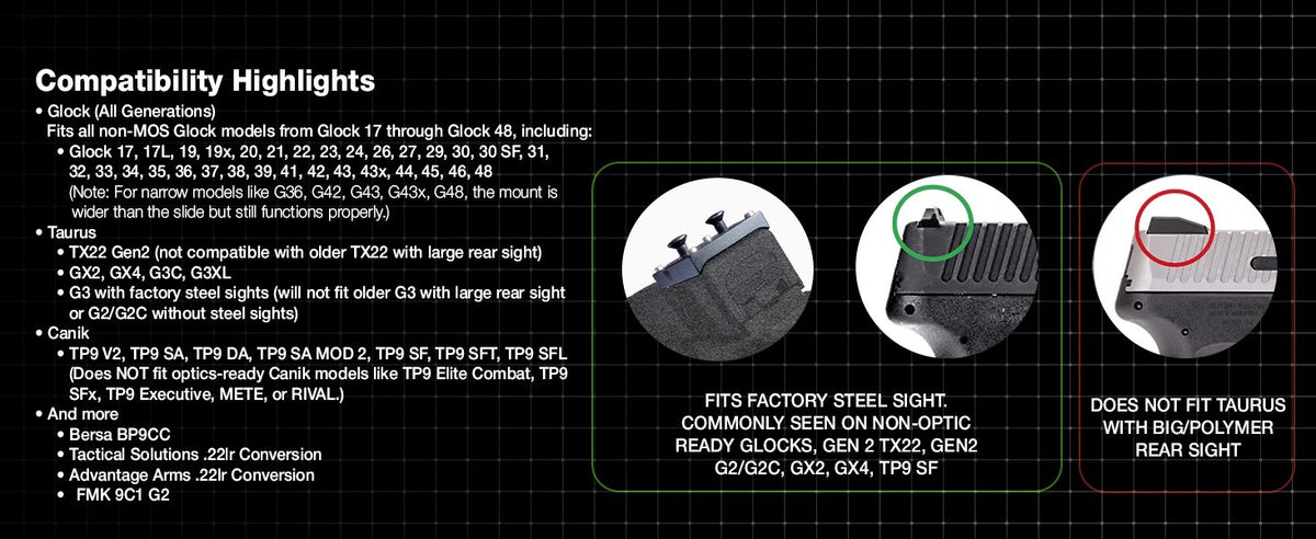Green Dot Sight with Mounting Plate for Taurus TX22 Gen2 & G3C Pistols