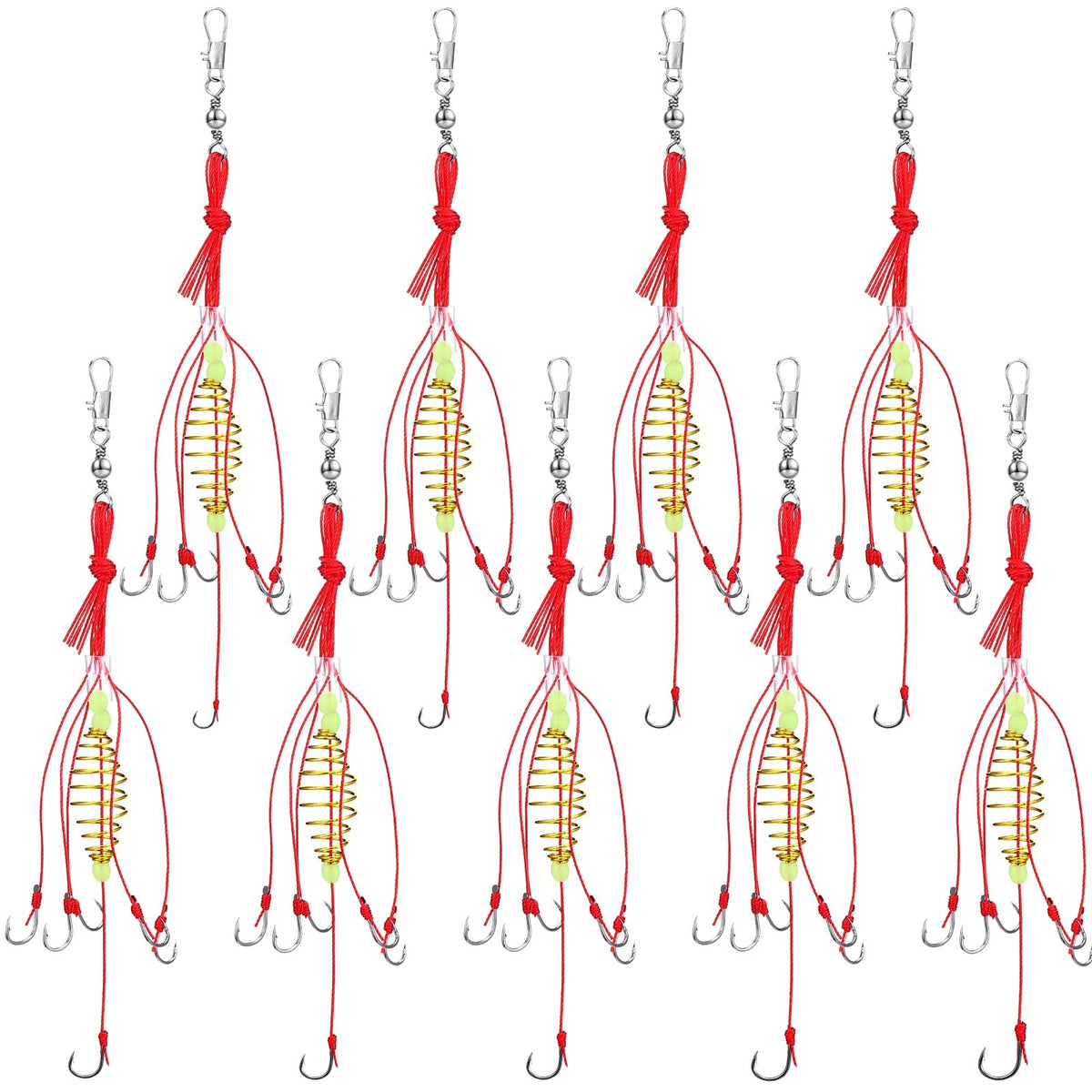 9 Pcs Carp Fishing Hooks Kit with Spring Bait Trap Rig and Durable Steel Tackle