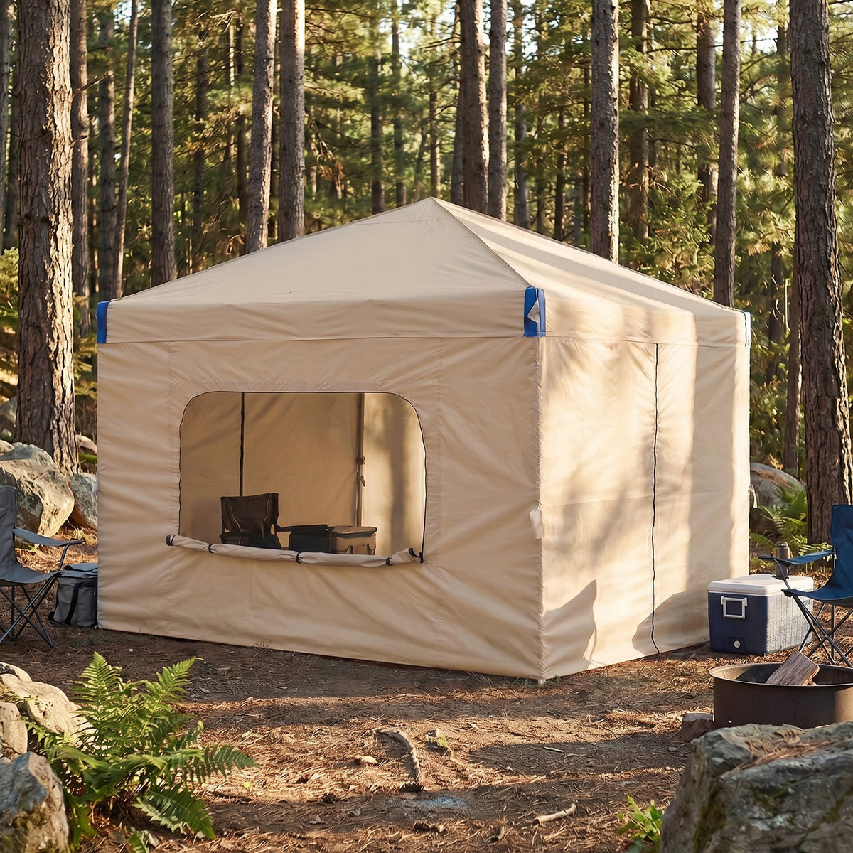 Portable Pop Up Canopy Tent with Sidewalls - 10x10 or 12x12 ft Shade Shelter with Stakes & Bag