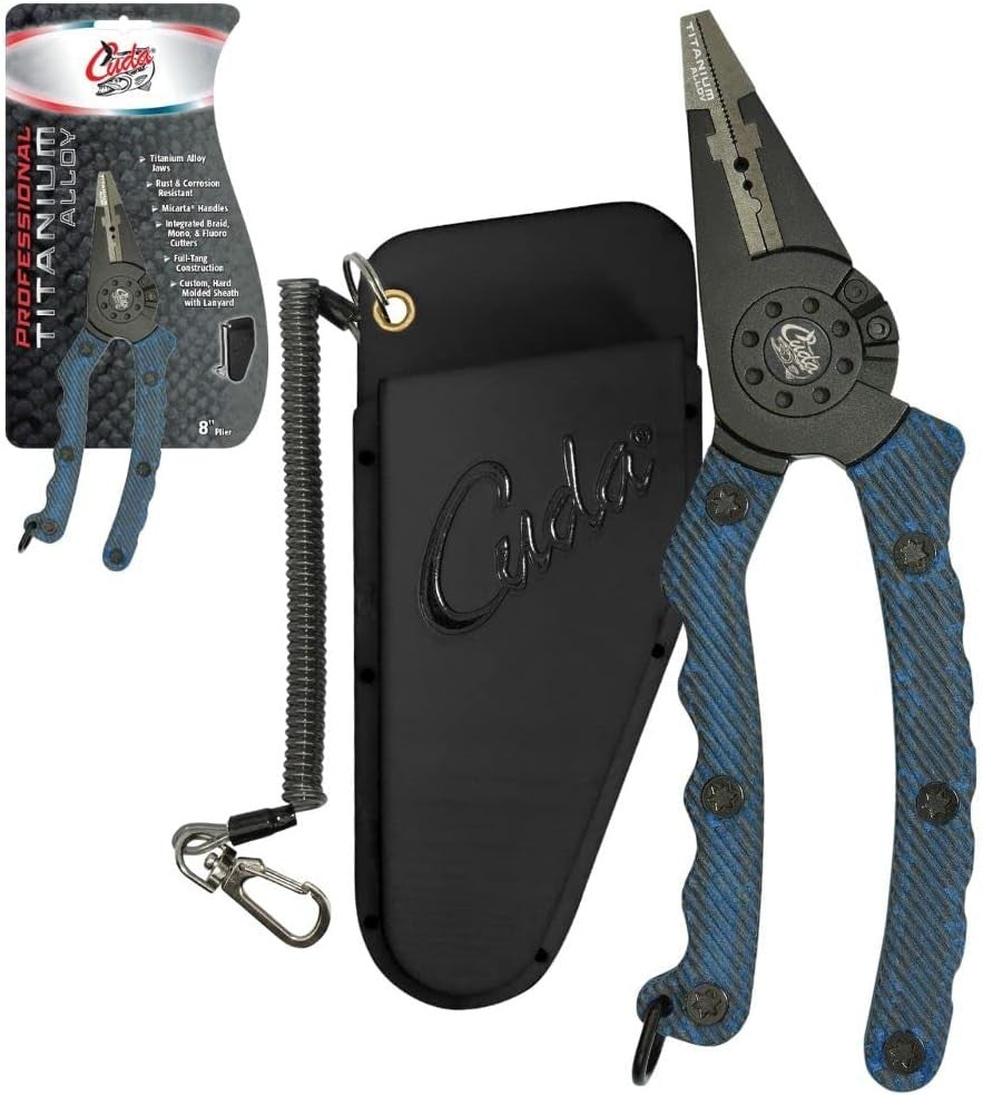 8-Inch Titanium Alloy Fishing Pliers with Sheath & Lanyard - Saltwater Ready