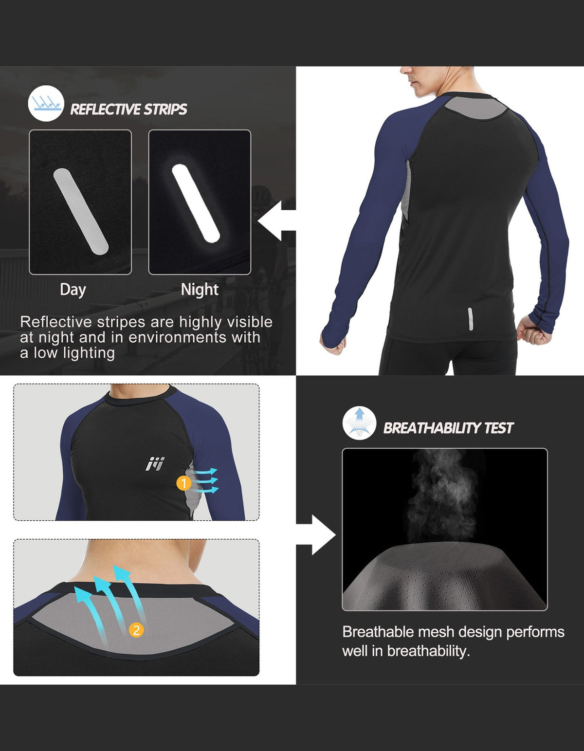Men's Winter Thermal Base Layer Long Sleeve Shirt Fleece Top for Workout & Outdoor
