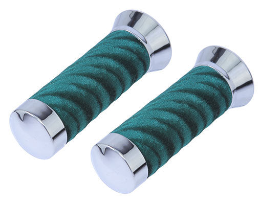 Lowrider Velour Handlebar Grips with Chrome or Gold Caps for Custom Bikes