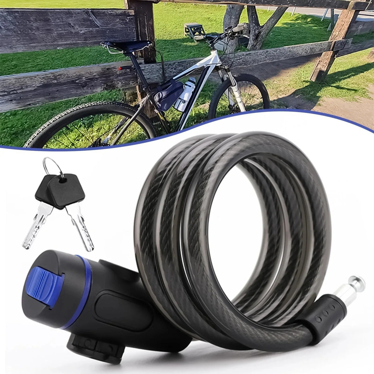 Heavy Duty Bicycle Cable Lock with 2 Keys - Secure Bike & Scooter Security Chain