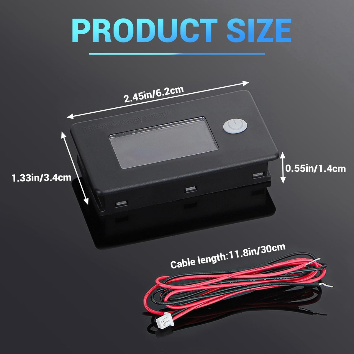 48V Lithium Battery Monitor with LCD Voltage & Temperature Gauge for Golf Carts