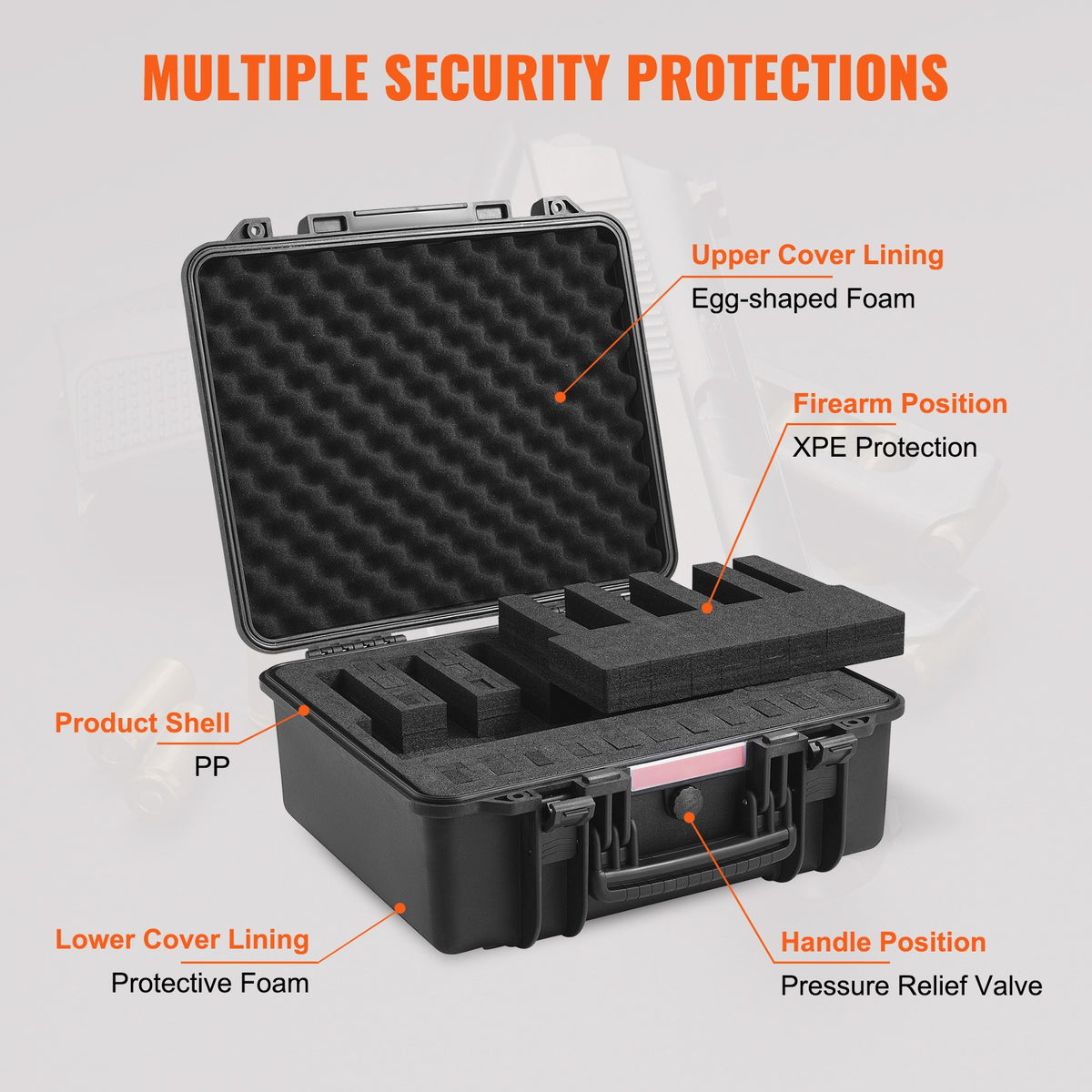 Hard Pistol Case for 6 Pistols Waterproof Lockable Gun Storage Case